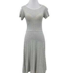 Uniqlo Modal Cotton Knit Black White Bra Dress XL Fit And Flare Knee Length SS